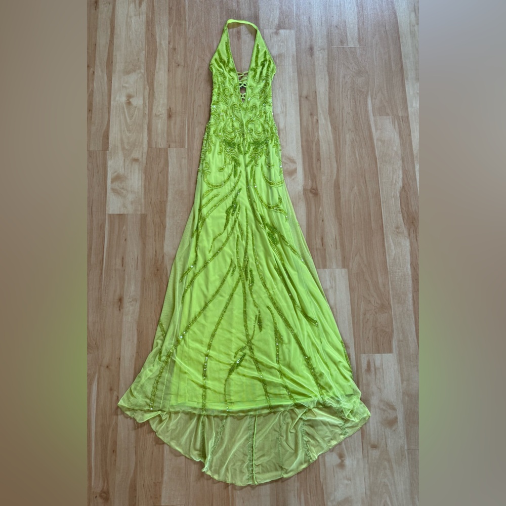 Vintage Y2K Lime Green Halter Gown
